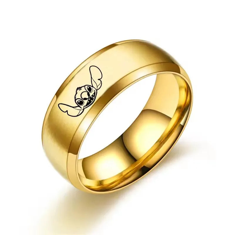 Lilo & Stitch Matching Rings – Disney Cartoon Stainless Steel Fashion Jewelry