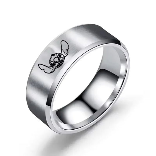 Disney Fan Gift – Lilo & Stitch Stainless Steel Ring with Cartoon Personality Design