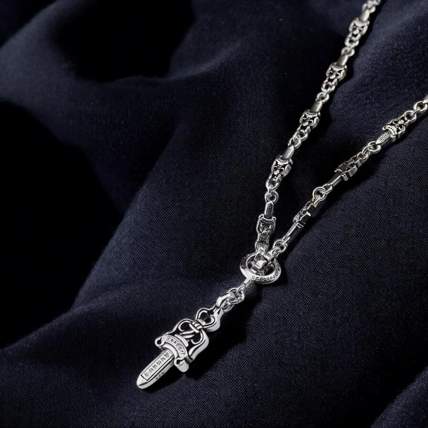 CH Dagger Pendant Necklace | Maltese Cross Chain | Y2K Gothic Jewelry | Handmade Punk Rock Necklace CH Aesthetic Gift CH Necklace