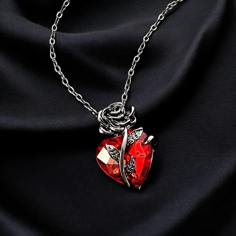 Rose Red Heart Necklace