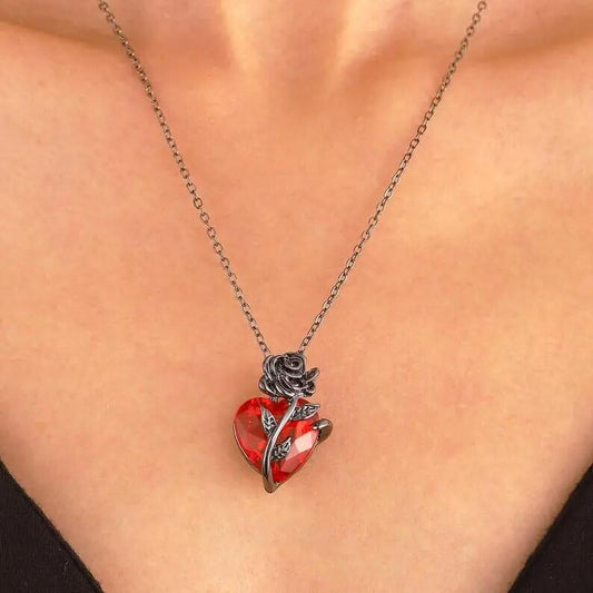 Rose Red Heart Necklace