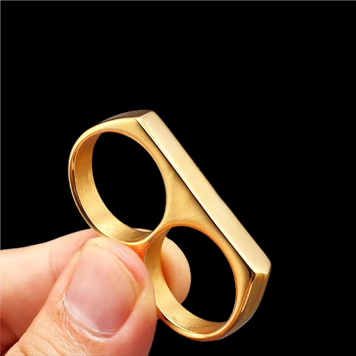 Double Finger Ring, Unisex Two Finger Silver Band, Adjustable Gothic Ring, Minimalist Punk Jewelry, Gift for Him & Her, Everyday Ring