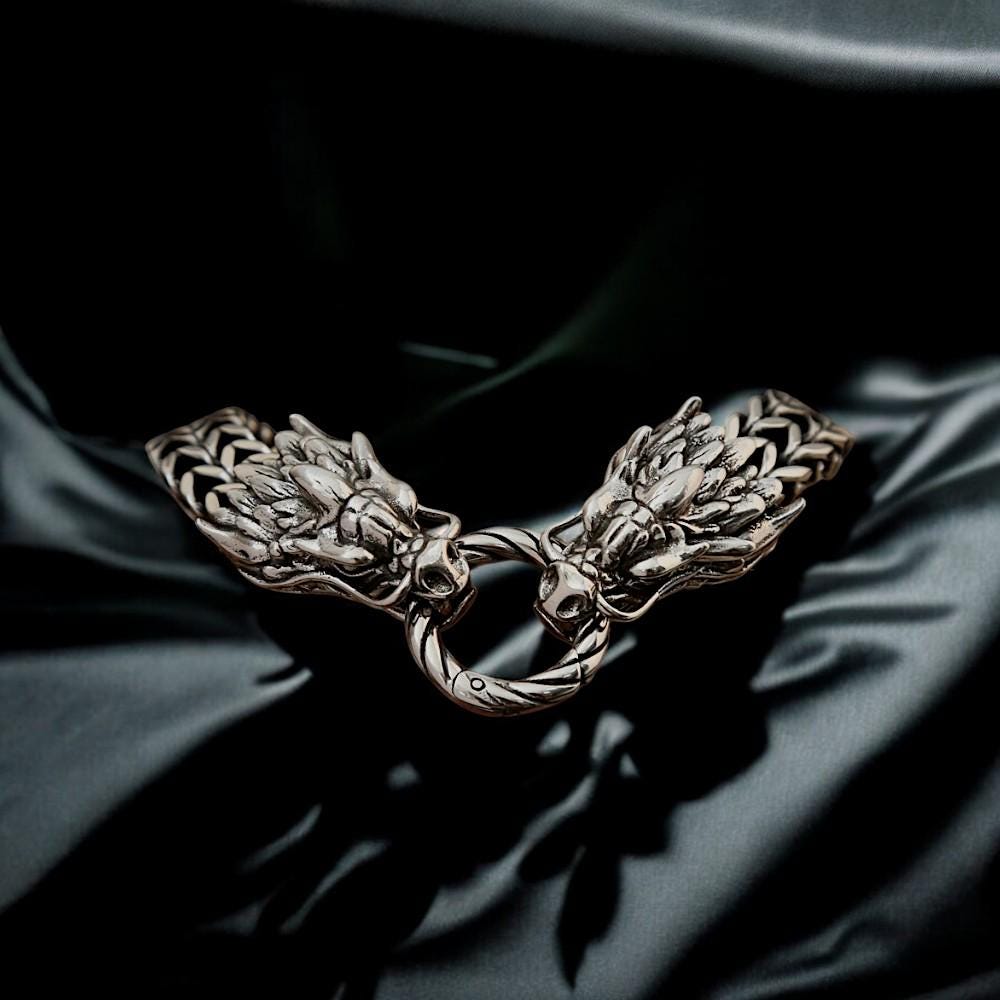 Dragon Bracelet | Gothic Stainless Steel Skull Bracelet | Oxidized Punk Biker Bracelet | Edgy Men’s Jewelry | Dark Fashion Gift for Him