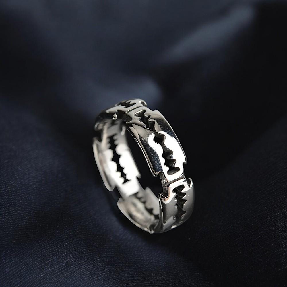 Razor Blade Ring | Stainless Steel Gothic Ring | Punk Rock Jewelry | Edgy Stackable Ring for Men & Women | Alternative Fashion Accessory