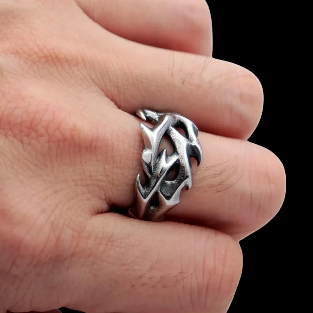 Gothic Spike Thorn Ring | Celtic Stainless Steel Branch Ring | Handmade Punk Jewelry for Men & Women | Nature-Inspired Goth Gift