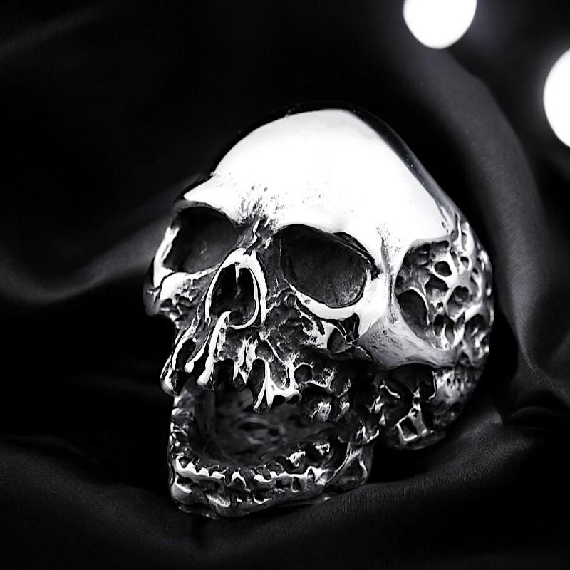 Yelling Skull Ring | Gothic Reaper LARP Ring | Stainless Steel Dark Souls Biker Jewelry | Celtic Lich Skull Ring | Gift for Him & Her