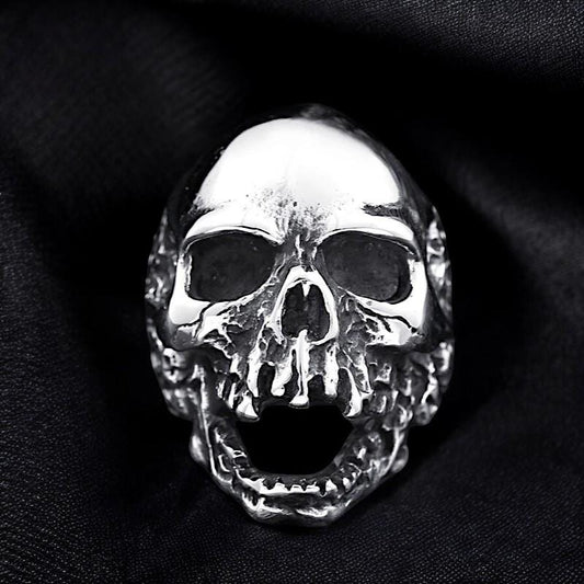 Yelling Skull Ring | Gothic Reaper LARP Ring | Stainless Steel Dark Souls Biker Jewelry | Celtic Lich Skull Ring | Gift for Him & Her
