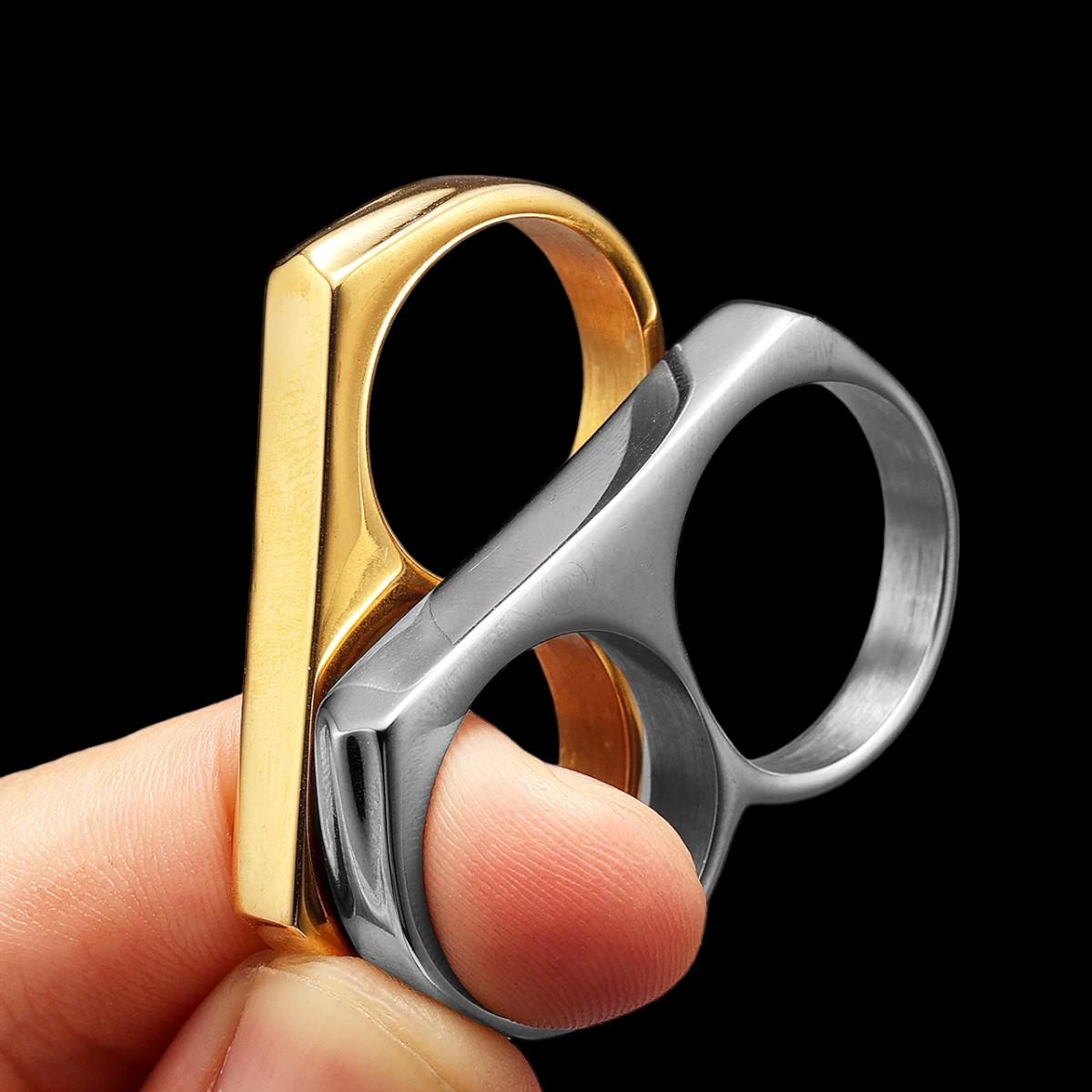 Double Finger Ring, Unisex Two Finger Silver Band, Adjustable Gothic Ring, Minimalist Punk Jewelry, Gift for Him & Her, Everyday Ring