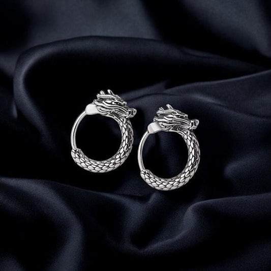 Dragon Hoop Earrings | Gothic Huggie Hoops | Men’s Dragon Jewelry | Gothic Earrings | Men’s Hoop Earrings | Dragon Hoops | Unique Gift