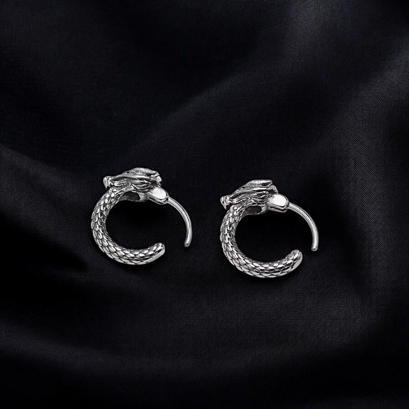 Dragon Hoop Earrings | Gothic Huggie Hoops | Men’s Dragon Jewelry | Gothic Earrings | Men’s Hoop Earrings | Dragon Hoops | Unique Gift