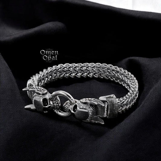 Diamond Skull Bracelet for Men | Gothic Titanium Steel Bracelet | Oxidized Skull Jewelry | Dark Fashion Gift | Biker Rock Bracelet Gift