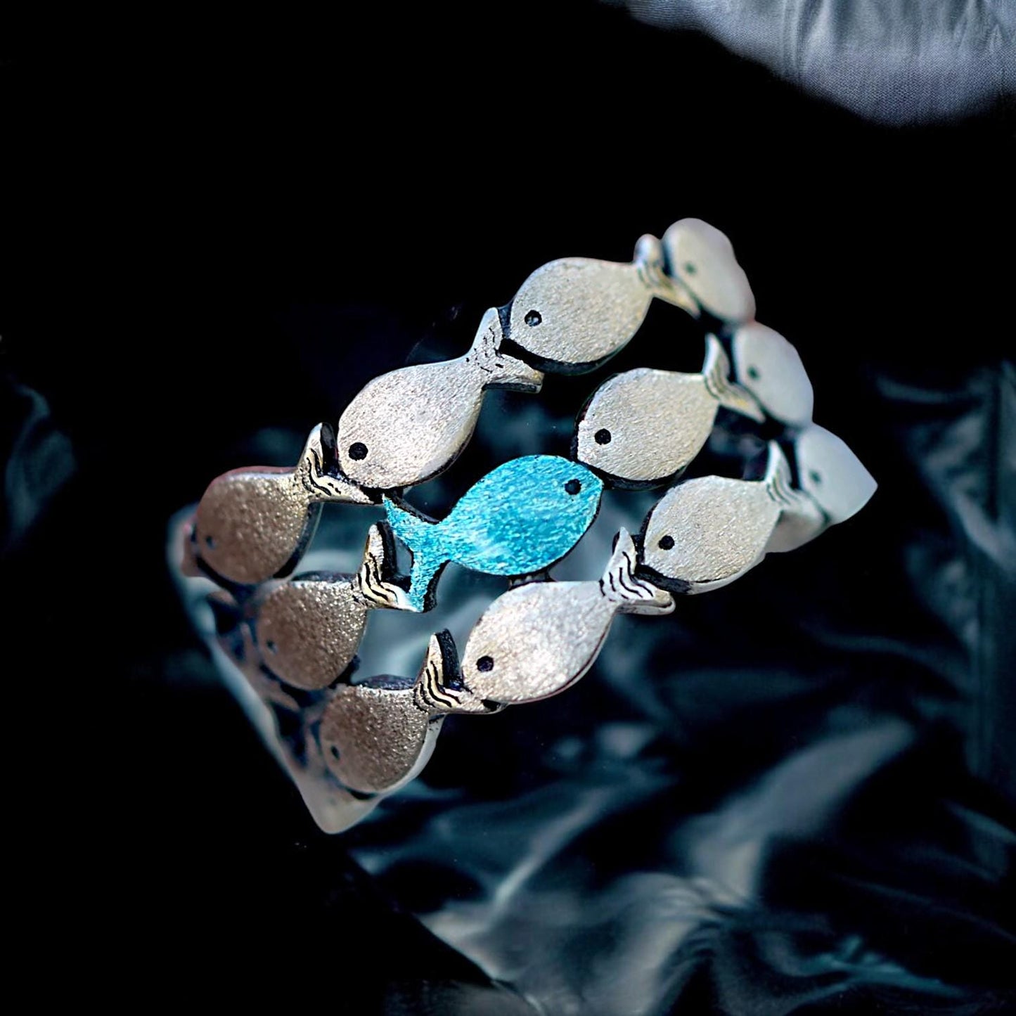 Against the Current Fish Ring | Silver Adjustable Ring | Fish Ocean Jewelry for Men & Women | Unique Nautical Gift