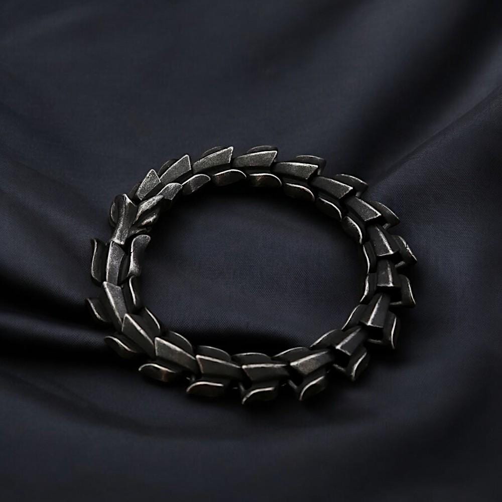 Dragon Bracelet for Men | Stainless Steel Gothic Bracelet | Oxidized Stainless Steel Biker Bracelet | Viking Dragon Jewelry | Gift for Him