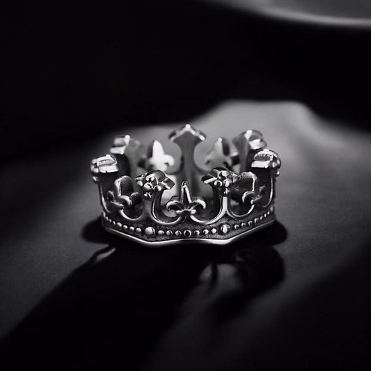King Crown Ring for Men | Medieval Stackable Ring | Vintage Silver Gothic Jewelry | Unique Men’s Statement Ring | Cool Gift for Him