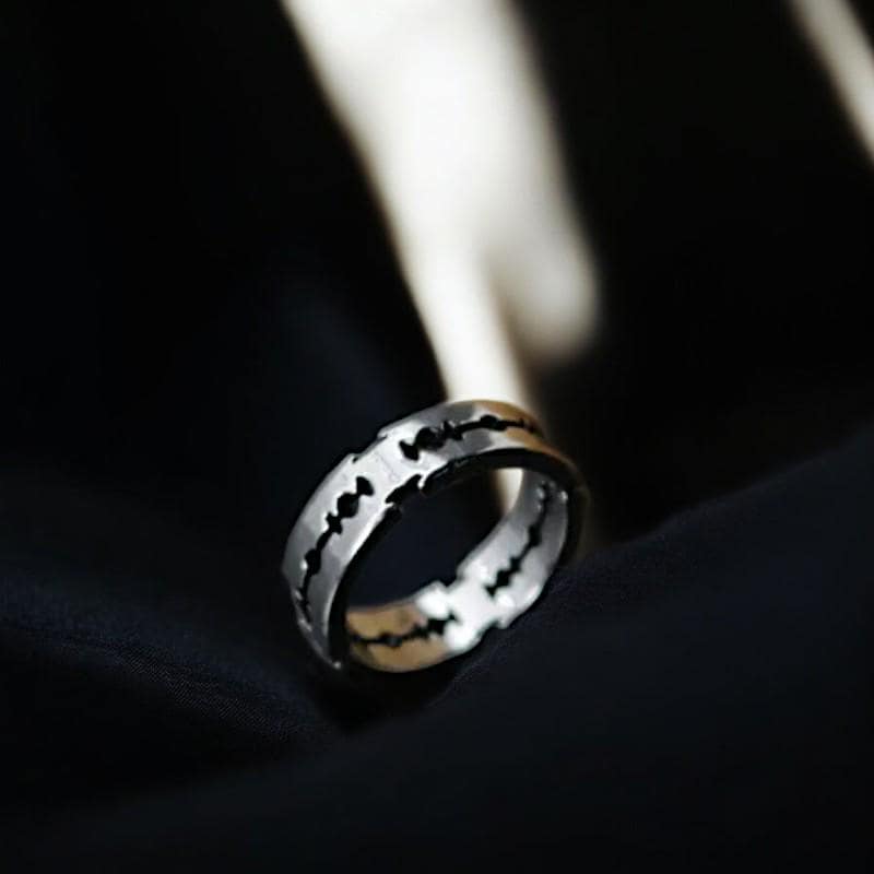 Razor Blade Ring | Stainless Steel Gothic Ring | Punk Rock Jewelry | Edgy Stackable Ring for Men & Women | Alternative Fashion Accessory