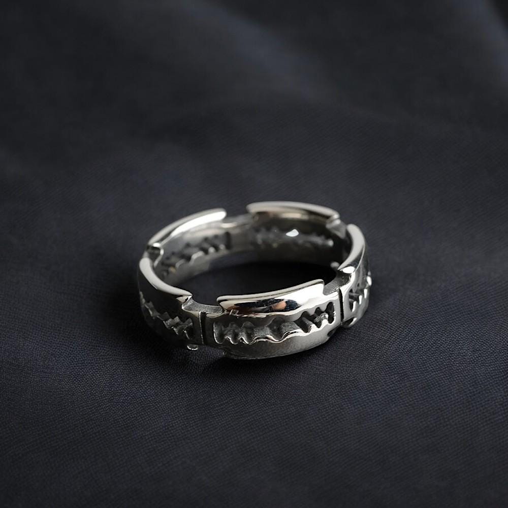 Razor Blade Ring | Stainless Steel Gothic Ring | Punk Rock Jewelry | Edgy Stackable Ring for Men & Women | Alternative Fashion Accessory