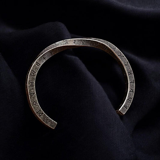 Viking Twisted Rune Bracelet | Norse Stainless Steel Cuff | Nordic Turkic Rune Bangle for Men | Pagan Jewelry | Gift for Him