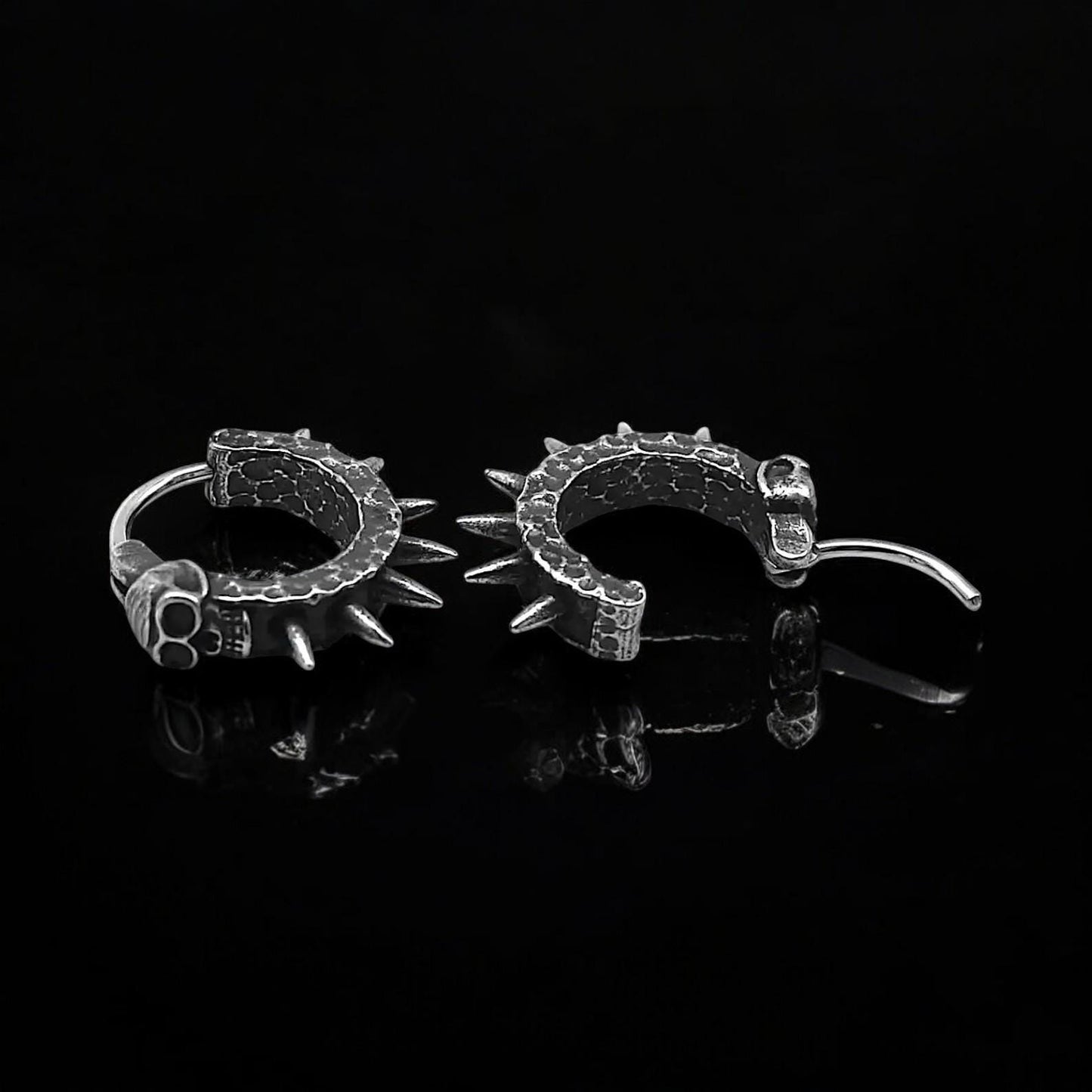 Retro Gothic Skull Rivet Hoop Earrings | Punk Spike Hoop Earrings for Men | Hip Hop Rock Jewelry | Alternative Gothic Gift for Him