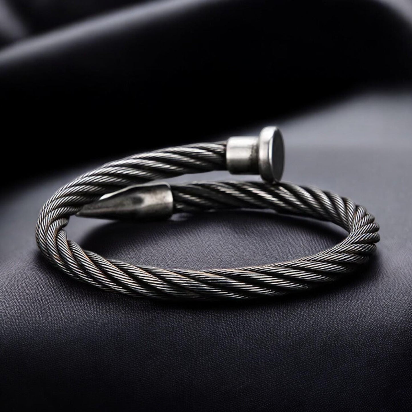 Vintage Punk Cuff Bracelet | Stainless Steel Titanium Bangle | Gothic Adjustable Bracelet for Men & Women | Edgy Alternative Jewelry