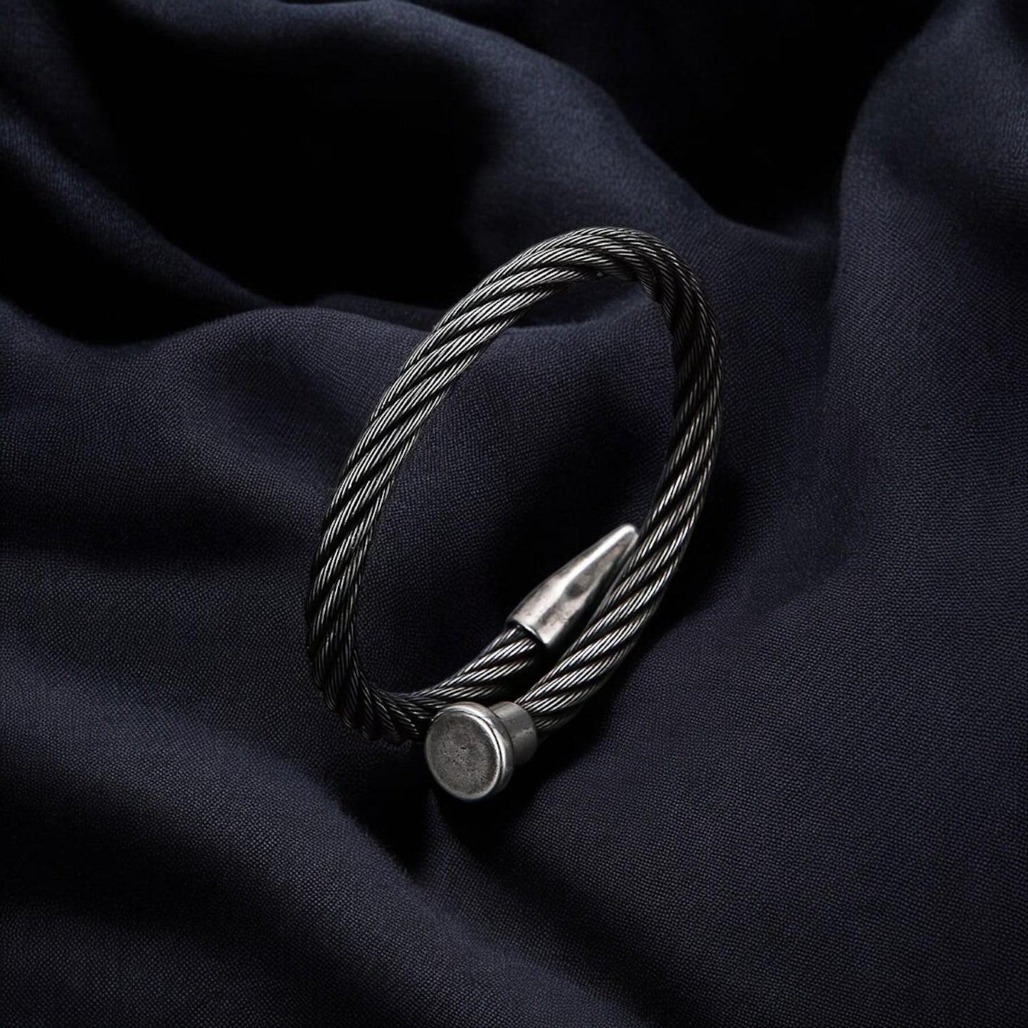 Vintage Punk Cuff Bracelet | Stainless Steel Titanium Bangle | Gothic Adjustable Bracelet for Men & Women | Edgy Alternative Jewelry
