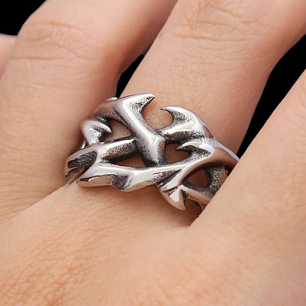 Gothic Spike Thorn Ring | Celtic Stainless Steel Branch Ring | Handmade Punk Jewelry for Men & Women | Nature-Inspired Goth Gift