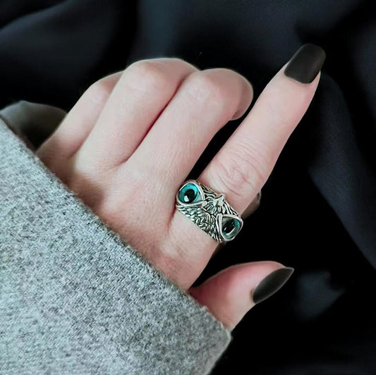 Owl Silver Ring 925 | Sterling Silver Adjustable Ring | Nature Inspired Owl Jewelry | Wisdom Seeker Gift | Unique Handmade Ring