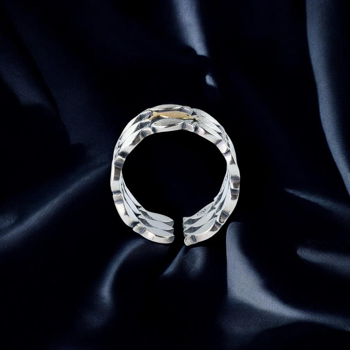 Against the Current Fish Ring | Silver Adjustable Ring | Fish Ocean Jewelry for Men & Women | Unique Nautical Gift