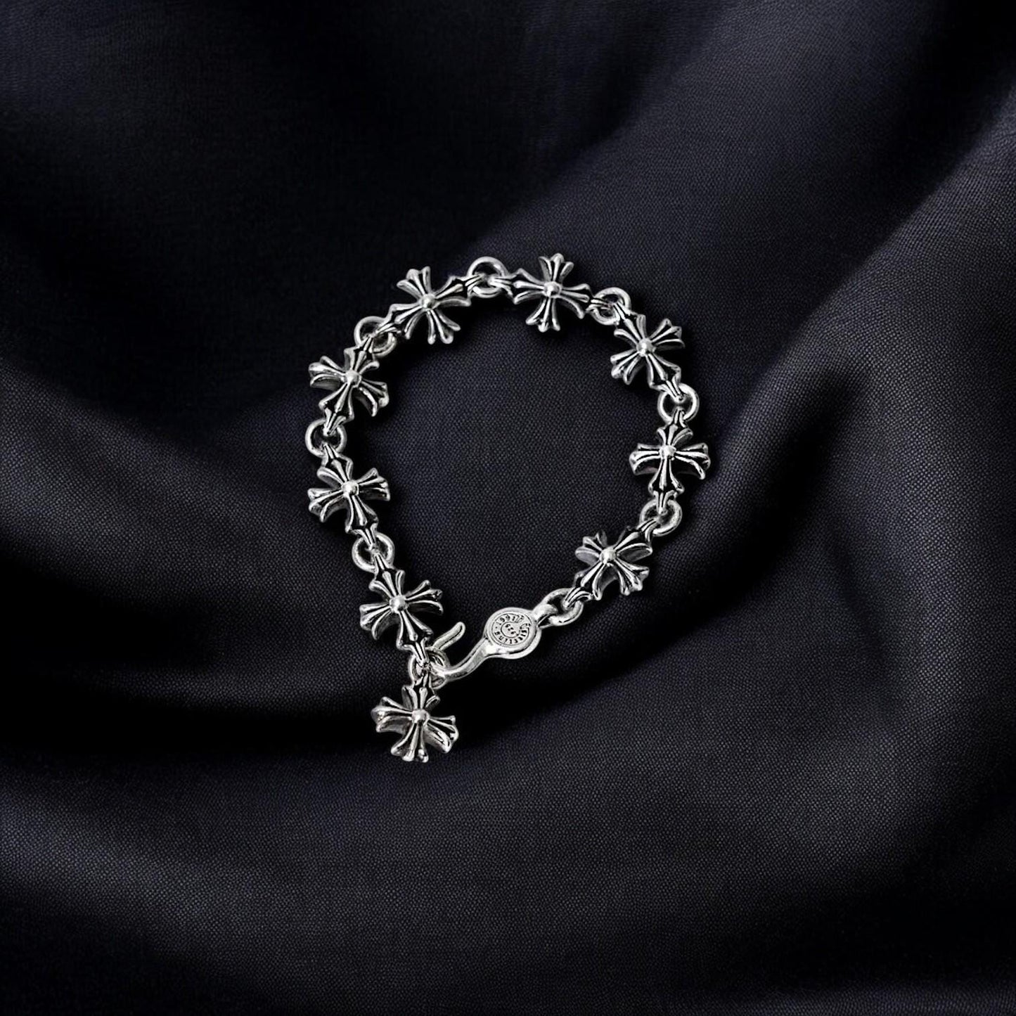 Silver Dice Heart Cross Charm Bracelet | Y2K Punk Goth Streetwear Jewelry | Vintage Edgy Silver Chain Gift for Him Her | Unisex Jewelry