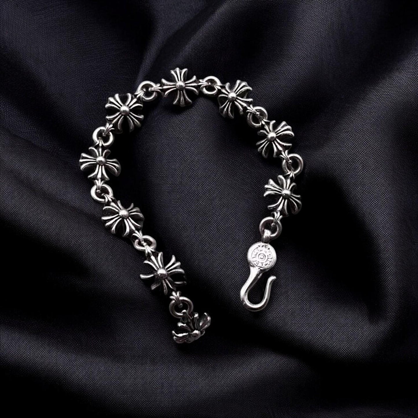 Silver Dice Heart Cross Charm Bracelet | Y2K Punk Goth Streetwear Jewelry | Vintage Edgy Silver Chain Gift for Him Her | Unisex Jewelry