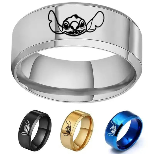 Disney Lilo & Stitch Stainless Steel Ring | Cartoon Couple Jewelry