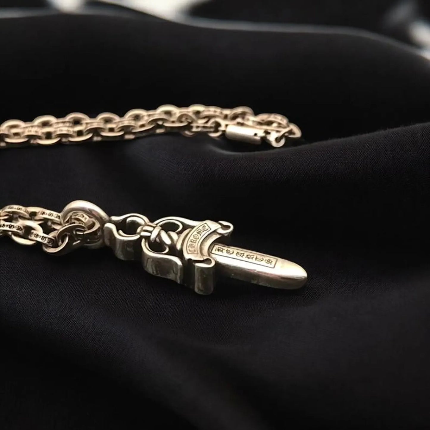 CH Dagger Pendant Necklace | Maltese Cross Chain | Y2K Gothic Jewelry | Handmade Punk Rock Necklace CH Aesthetic Gift CH Necklace