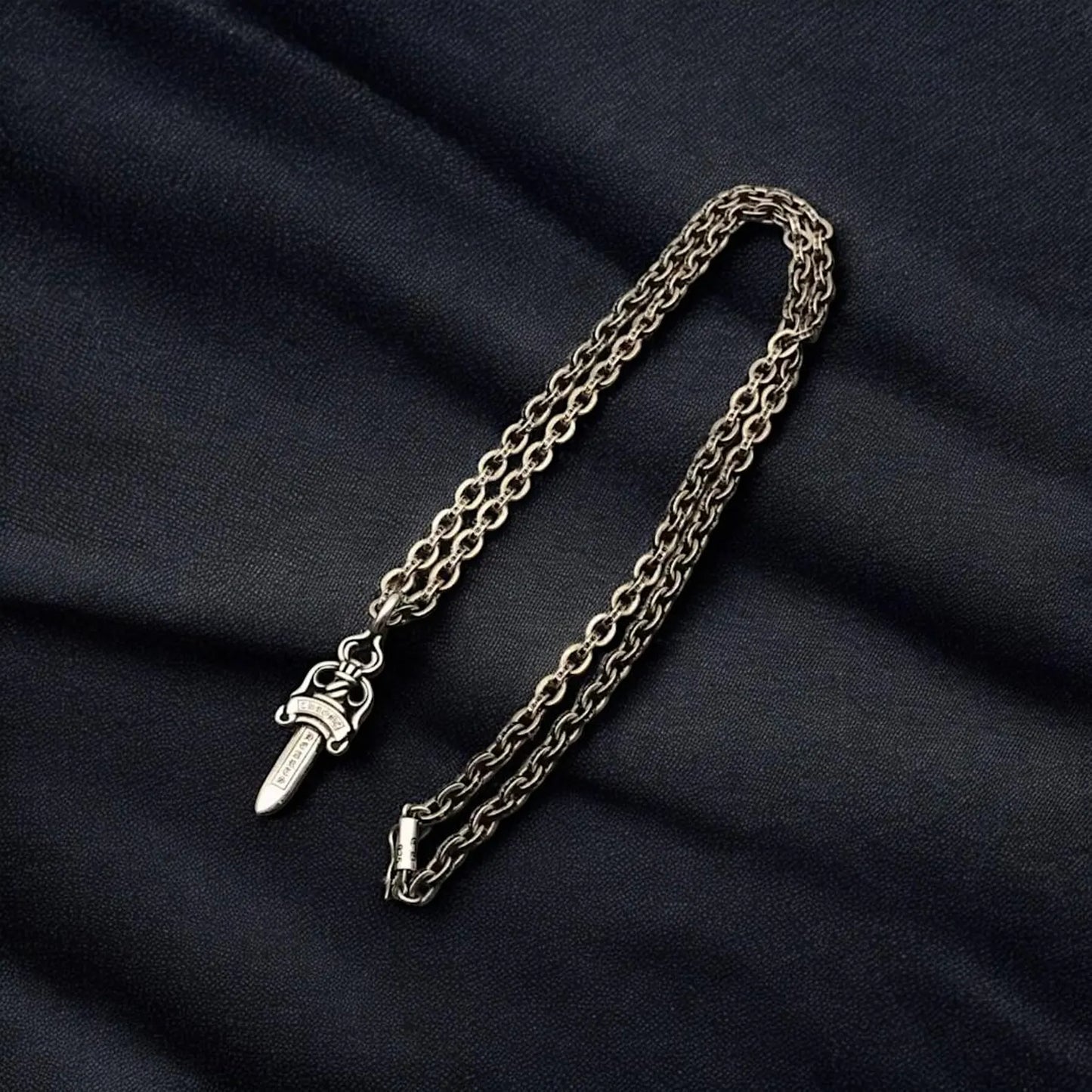 CH Dagger Pendant Necklace | Maltese Cross Chain | Y2K Gothic Jewelry | Handmade Punk Rock Necklace CH Aesthetic Gift CH Necklace