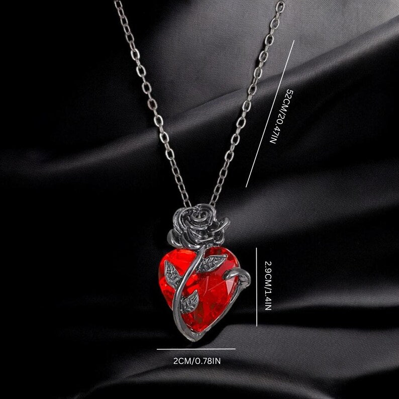 Rose Red Heart Necklace