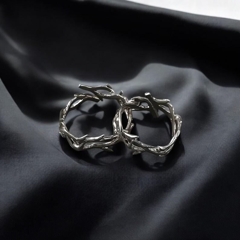 Gothic Branch Thorn Ring, Branch Ring, Celtic Silver, Handmade Nature Jewelry, Fantasy Punk Ring, Couples Gift, Goth Jewelry