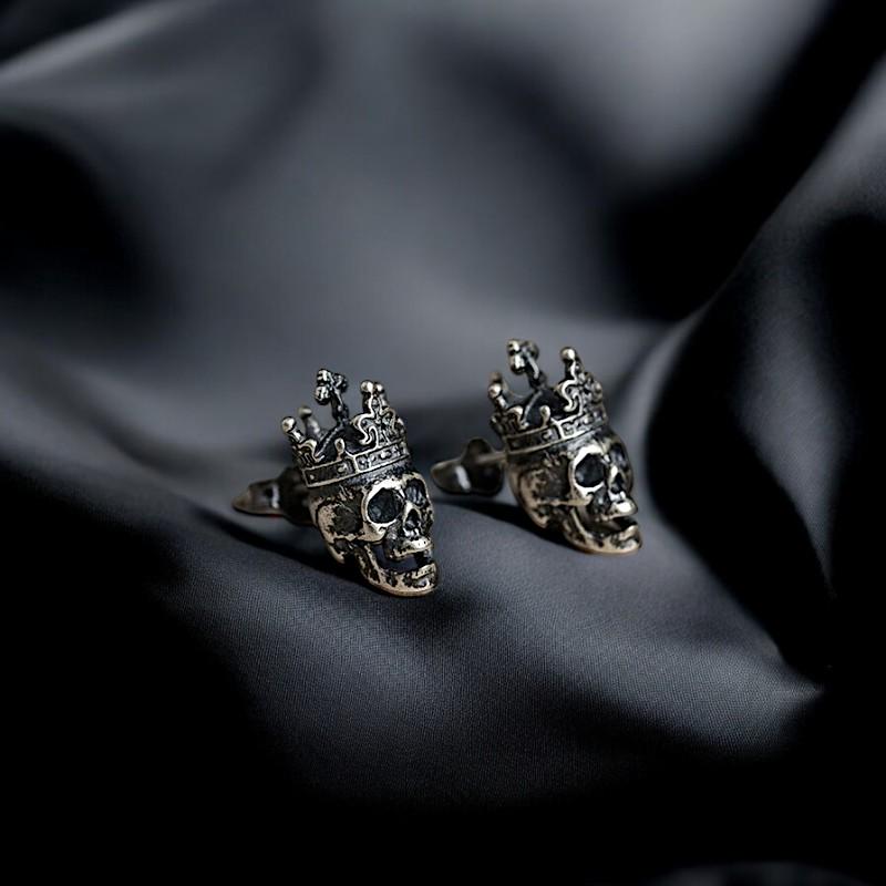Gothic Skull Crown Earrings | 925 Sterling Silver Punk Studs | Trendy Gothic Jewelry for Women | Wedding Party Earrings | Gift for Her