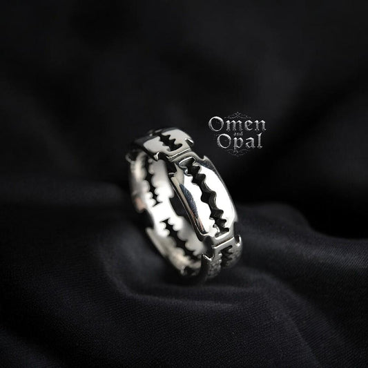 Razor Blade Ring | Stainless Steel Gothic Ring | Punk Rock Jewelry | Edgy Stackable Ring for Men & Women | Alternative Fashion Accessory