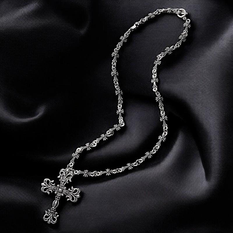 Large Gothic Cross Pendant Necklace | Silver Red Statement Jewelry | Punk Fashion Charm | Religious Cross Necklace | Gift for Women