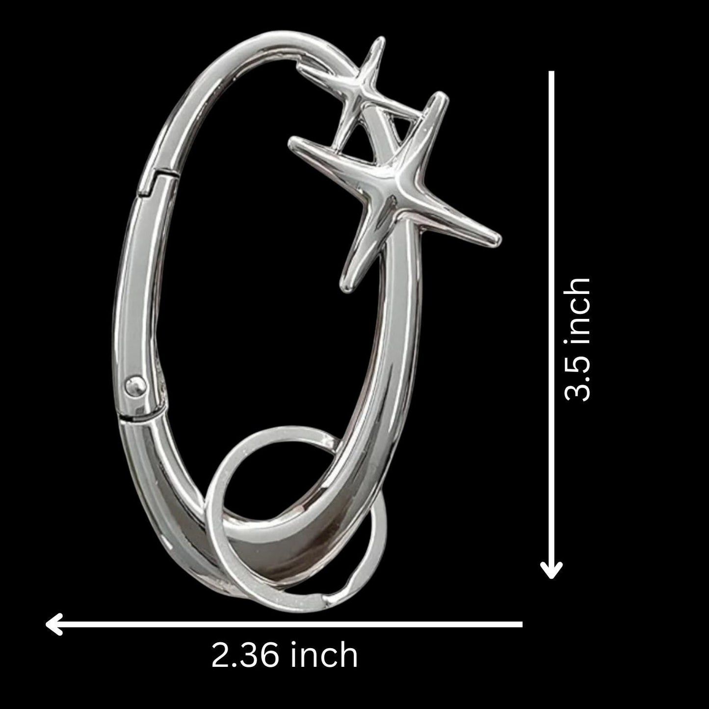 Y2K Star Carabiner Gothic Keychain | Cyberpunk Matte Chrome Key Clip | Minimal Stainless Steel Grunge Keyring | Punk Bag Charm |Gift for Her