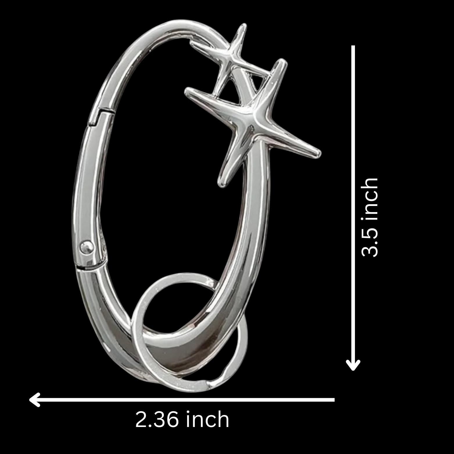 Y2K Star Carabiner Gothic Keychain | Cyberpunk Matte Chrome Key Clip | Minimal Stainless Steel Grunge Keyring | Punk Bag Charm |Gift for Her