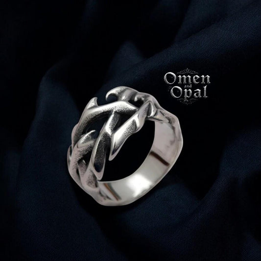 Gothic Spike Thorn Ring | Celtic Stainless Steel Branch Ring | Handmade Punk Jewelry for Men & Women | Nature-Inspired Goth Gift