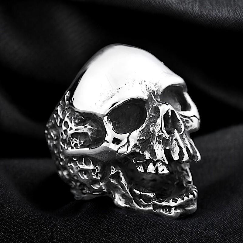 Yelling Skull Ring | Gothic Reaper LARP Ring | Stainless Steel Dark Souls Biker Jewelry | Celtic Lich Skull Ring | Gift for Him & Her