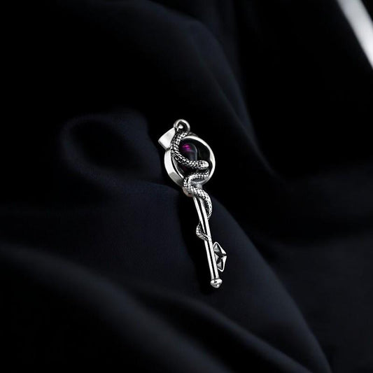 Truth Key Pendant | Stainless steel Gothic Key Necklace | Snake Key Charm | Vintage Occult Jewelry | Unique Pendant for Men & Women