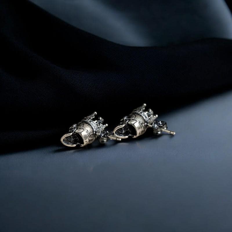 Gothic Skull Crown Earrings | 925 Sterling Silver Punk Studs | Trendy Gothic Jewelry for Women | Wedding Party Earrings | Gift for Her