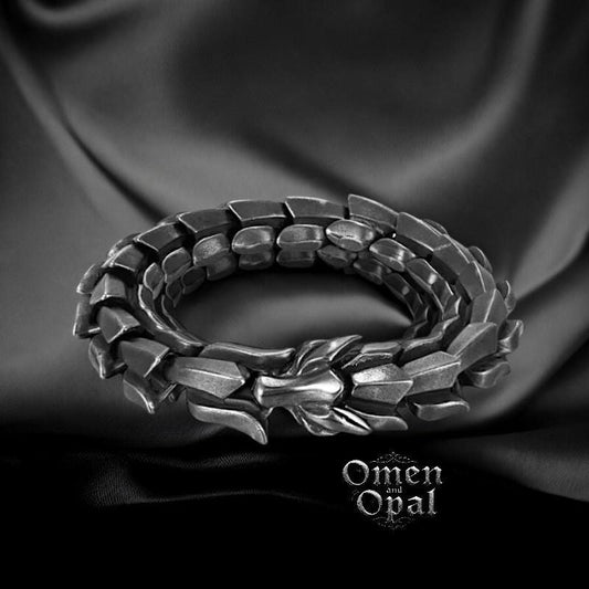 Dragon Bracelet for Men | Stainless Steel Gothic Bracelet | Oxidized Stainless Steel Biker Bracelet | Viking Dragon Jewelry | Gift for Him