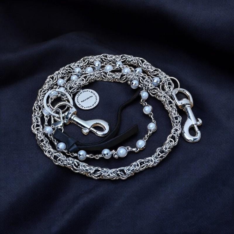 Double Layered Pearl Wallet Chain | Grunge Keychain for Jeans | Punk Keyring Chain | Gothic Side Chain for Pants | Y2K Aesthetic Accessory