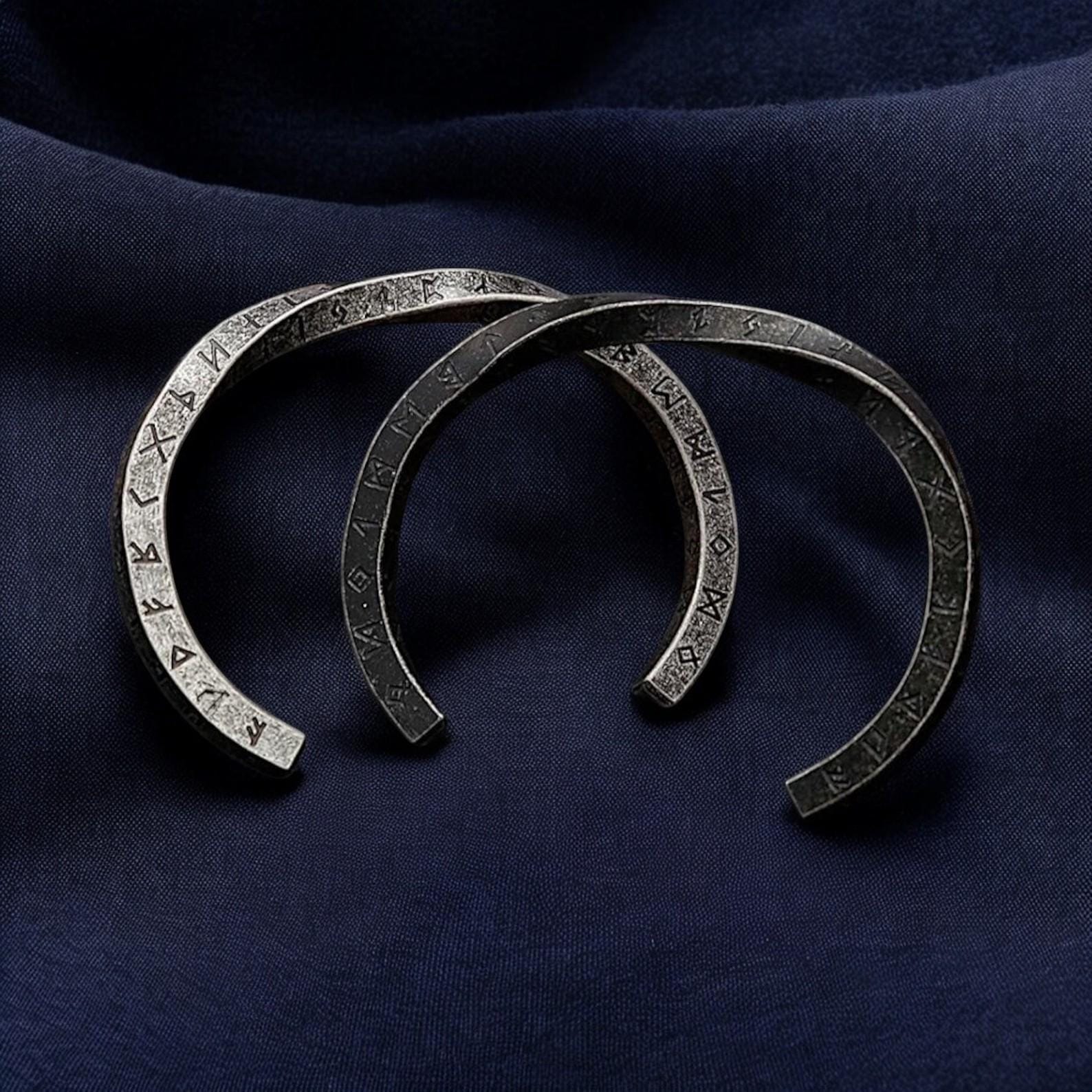 Viking Twisted Rune Bracelet | Norse Stainless Steel Cuff | Nordic Turkic Rune Bangle for Men | Pagan Jewelry | Gift for Him