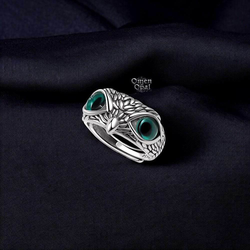 Owl Silver Ring 925 | Sterling Silver Adjustable Ring | Nature Inspired Owl Jewelry | Wisdom Seeker Gift | Unique Handmade Ring