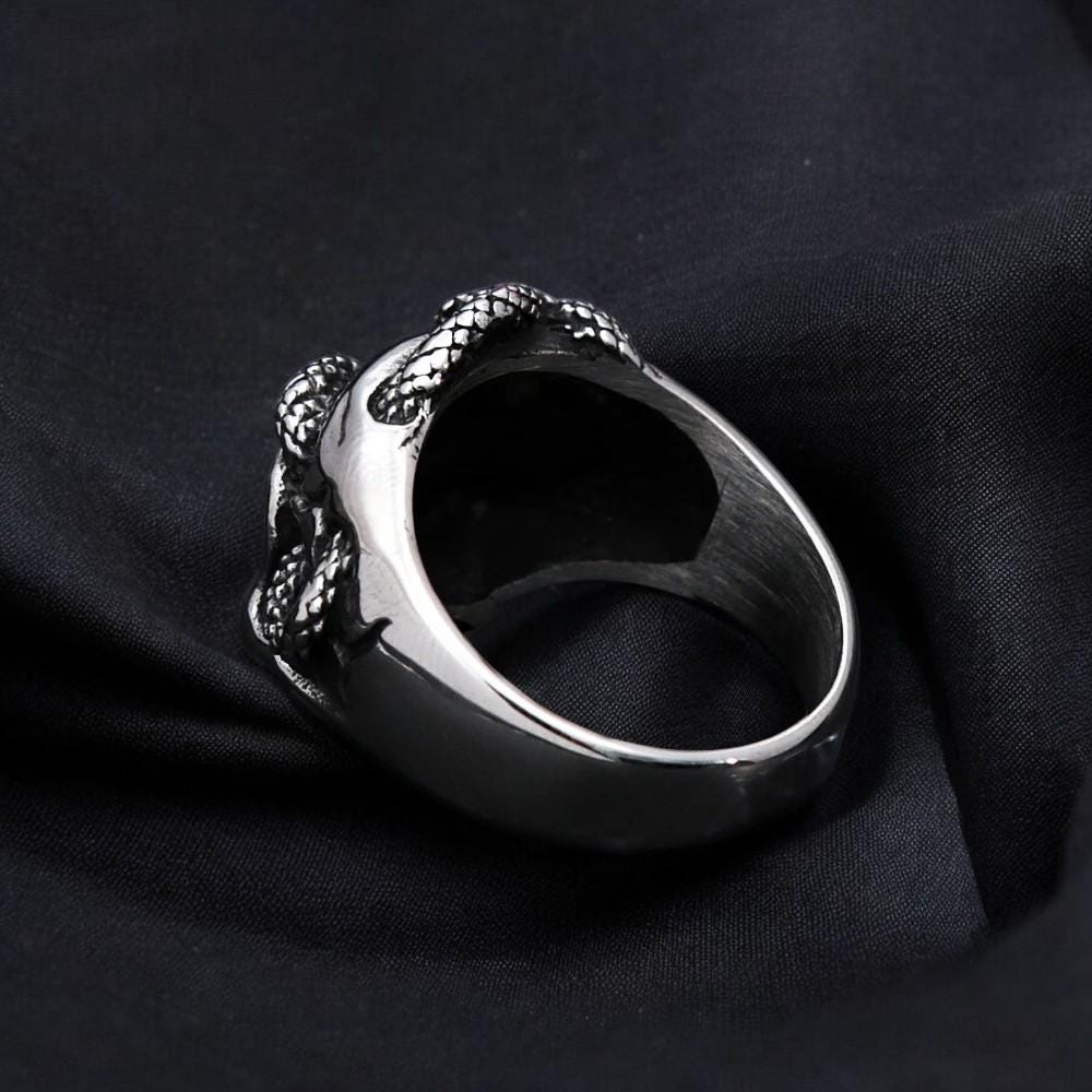 Black Skull Ring for Men & Women | Gothic Biker Ring | Heavy Metal Punk Jewelry | Edgy Rock Statement Ring | Gift for Him or Her