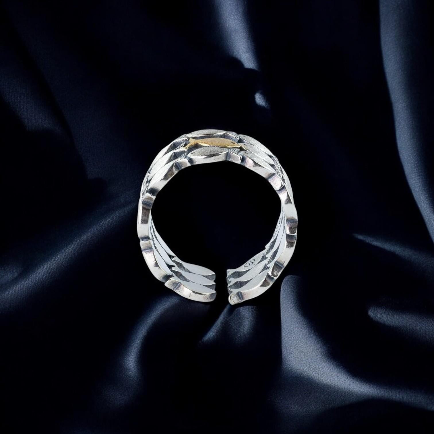 Against the Current Fish Ring | Silver Adjustable Ring | Fish Ocean Jewelry for Men & Women | Unique Nautical Gift