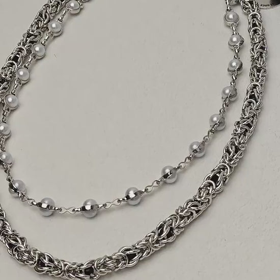 Double Layered Pearl Wallet Chain | Grunge Keychain for Jeans | Punk Keyring Chain | Gothic Side Chain for Pants | Y2K Aesthetic Accessory